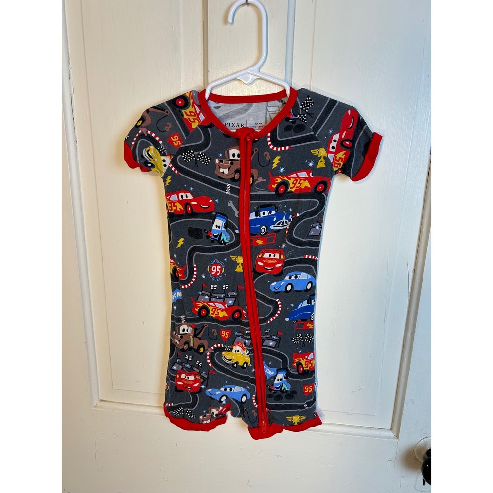 Little Sleepies Disney Pixar Cars Bamboo Shorty Romper 3T Lightning McQueen